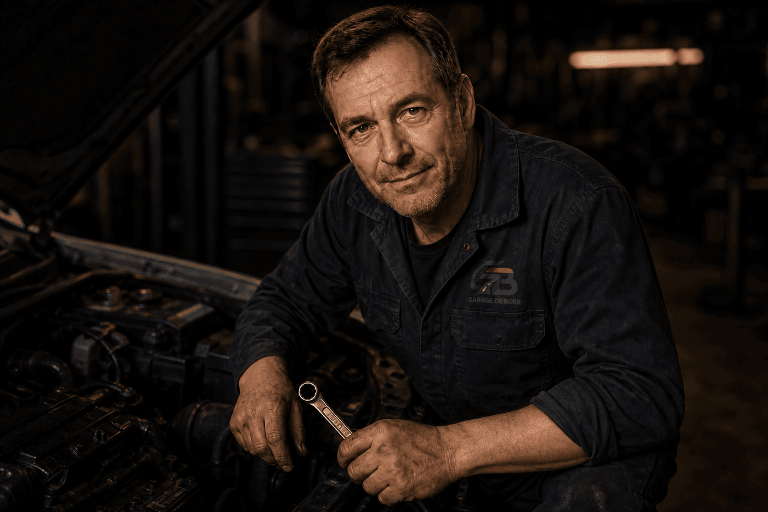 Portret van Henk de Boer, eigenaar van Garage de Boer